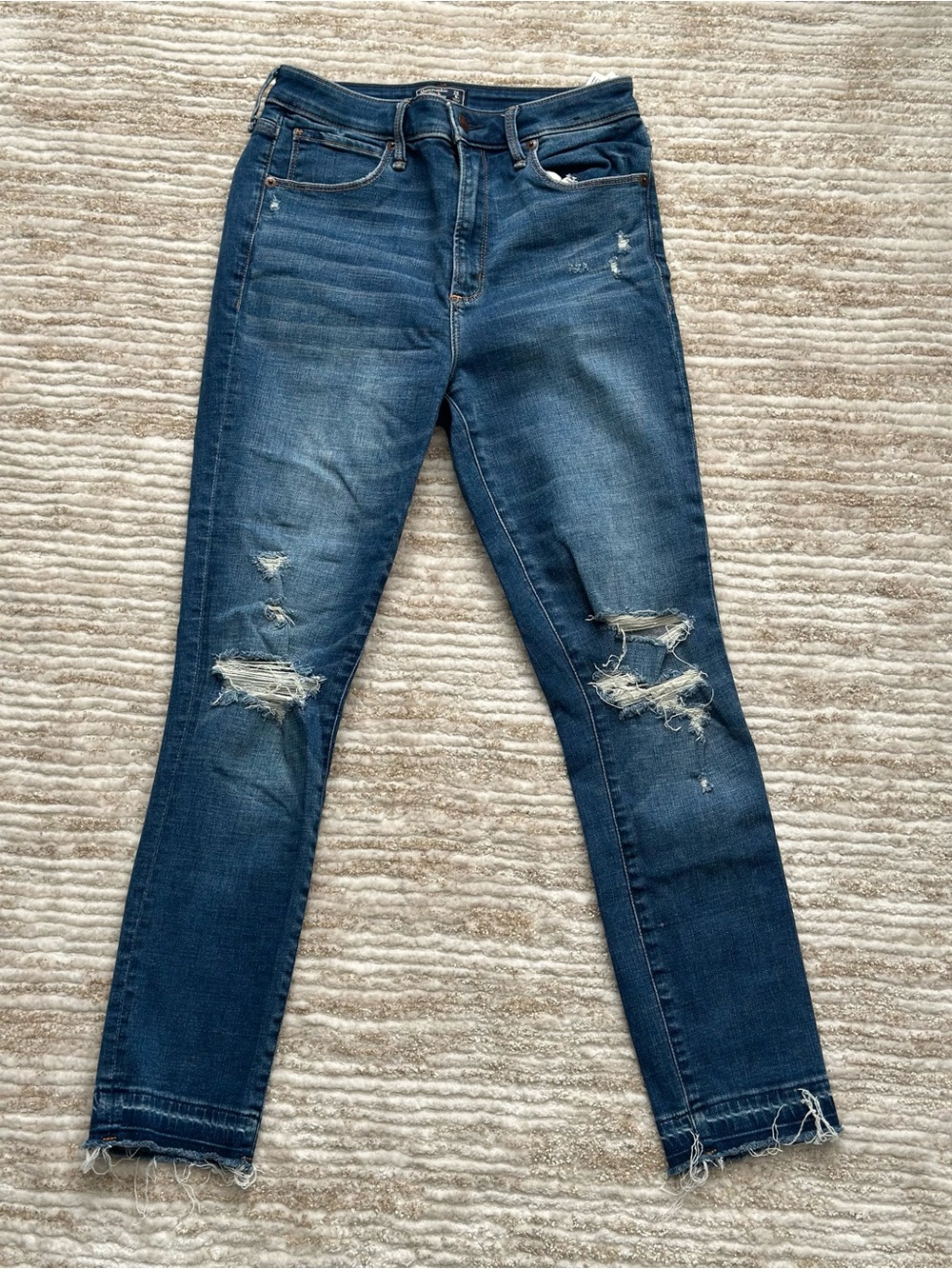 Abercrombie & Fitch Dark Blue Distressed Skinny Jeans